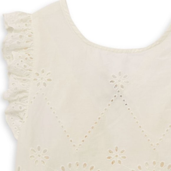 NEW Stella McCartney Kid Cream Embroidered Lace Cut Out Tank Cross Back Blouse - Picture 2 of 6